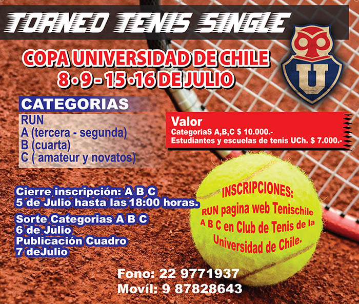 Torneo de tenis en la Universidad de Chile